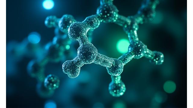 Moléculas de NAD+ en un entorno microscópico, con efectos luminosos representando la energía celular.