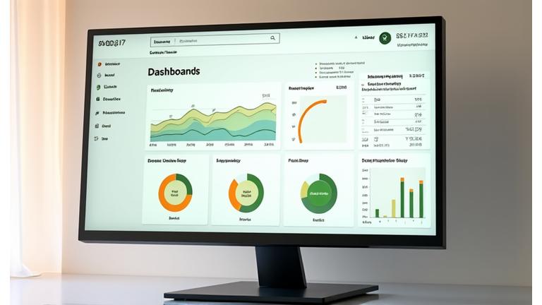 Representación de un panel de control de bienestar digital con gráficos y métricas